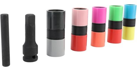 VOBOR 7-teiliges Radmutter-Steckschlüssel-Set, Muttern-Entferner-Set, Buntes CrMo-Stahl, 6-Punkt-doppelseitiger Schlag-Steckschlüssel-Satz mit Schutzhülle