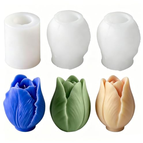 3 Pcs 3D fleur silicone moule pour bougie et savon bricolage fait à la main