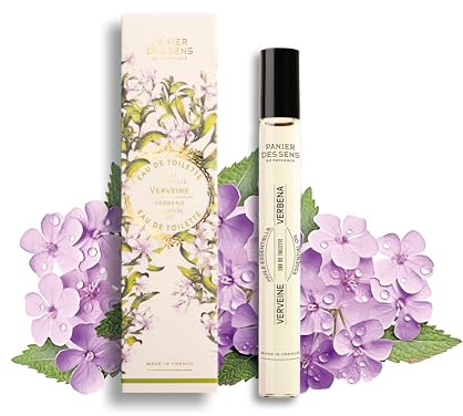 Panier des Sens Lemon Verbena Perfume - Roll-on Eau de Toilette 0.3 Floz - Mini Perfume for Women - Non Lingering & Light Travel Perfume - Green & Fresh Fragrance
