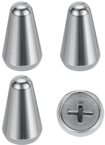 sourcing map 4Pcs ST Guitar 3/5 Way Pickup Switch Tip Cross Hole ID 0.19 x 0.15 Metal Toggle Switch Knobs Cap for Electric Guitar Replacement Parts, Chrome Silver