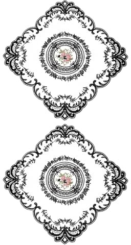 QUARKZMAN 2 Stück Retro Spitzenplatzset 30x30 cm Quadratische bestickte Tischsets Französische Häkeldeckchen Untersetzer Tassenmatte für Zuhause Hochzeit, Schwarz | Quadratische Bestickte Tischsets Französische Häkeldeckchen Untersetzer Tassenmatte Zuhause Hochzeit