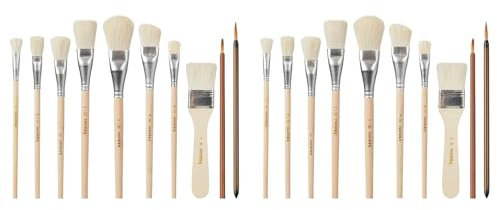 Pyugxab Mopp-Pinsel für Acrylmalerei, 20-Teiliges Glasurpinsel-Set für Töpferwaren, Mopp-Pinsel-Set Aus Ziegenhaarmischung für Töpferwaren-Acrylfarbe