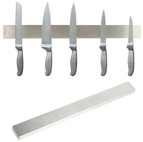 Barra Magnética para Cuchillos de 30 cm, fuerte Imán Cuchillos de Cocina para instalación sin perforar, ideal para la cocina, plateado
