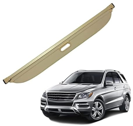 KUYHYNDEW Einziehbarer Auto Laderaumabdeckung für Mercedes Benz ML W166 ML320 ML350 ML400 500 2012-2017, Auto Ausziehbar Kofferraum Rollo Laderaumabdeckung,Beige