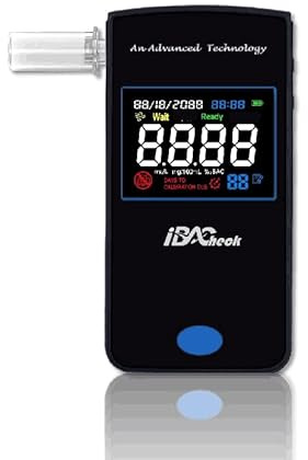 iBACheck Alcohol Test with Large 2.2'' 3 Color Display. Ultra Thin 12mm Thick Portable Breath Analyzer. Rechargeable with 200 Memories & Perpetual Calendar; Low Standby (Multicoloured)