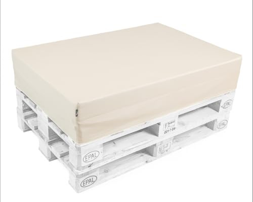 pomodone Cojines para Palet Madera Epal 120x80 Sofá de Exterior Impermeable Lavable en Cuero Náutico Resistente a los Rayos UV Fabricado en Italia Blanco