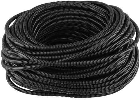 CHUENKUK 60 m Wellrohr Ungeschlitzt, 10mm x 60m Schwarz Kunststoff Kabelschutzschlauch, Leerrohr für Elektrische Leitungen, Erdkabel