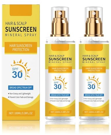 Kopfhautschutzspray Sonnenschutz LSF 30+, Haar Kopfhaut Sonnenschutz Mineral Spray, UV-Schutz für Kopfhaut & Haar, nicht fettende & leichte Formel für Wandern/Strand/Outdoor (2)