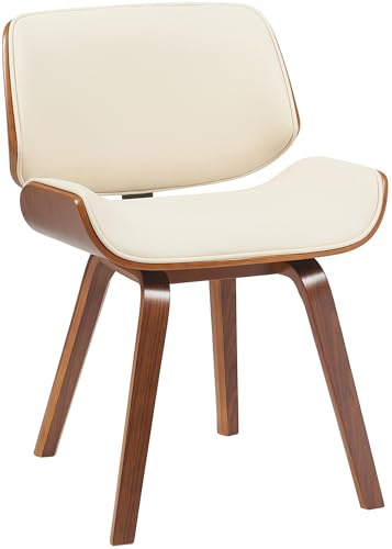 CLP Chaise de Salle à Manger Beverley Revêtement en Similicuir, Chaise de Cuisine avec Bois courbé, avec Dossier, Couleur:Noyer/crème