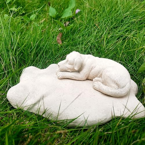 ASDMAOE Gedenkstein für Haustiere – Personalisierte Gedenksteine für Haustiere, Grabmarkierer – Harzstatue für Haustiere – Außen/Innen – Grabmarkierer für Hunde und Katzen(Off White Color/Dog)