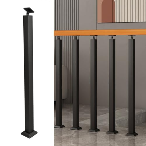 Ringhiera per Scale Palo Per Balaustra Interne, Colonne con Colonnine in Ferro Battuto Nero, Balaustre per Scale Quadrate Regolabili per Terrazza, Gradini, Giardino