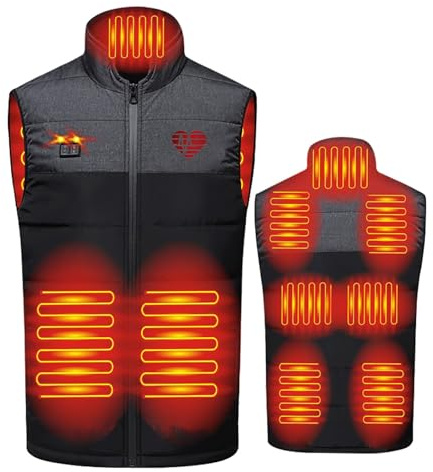 Générique Veste Chauffante Sans manches Homme Femme intelligent chauffé Gilet Chauffant électrique Gilet Chauffant 9 Zones de Chauffage Imperméable USB Manteau Chauffé Pour Ski Pêche et Moto