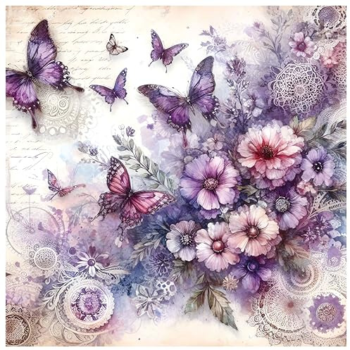 CREAFOMIFE Puzzle 1024 pièces pour Adultes Papillons et Fleurs Violets | 61 x 61 cm Difficile et stimulant – Cadeau pour passionnés de puzzles