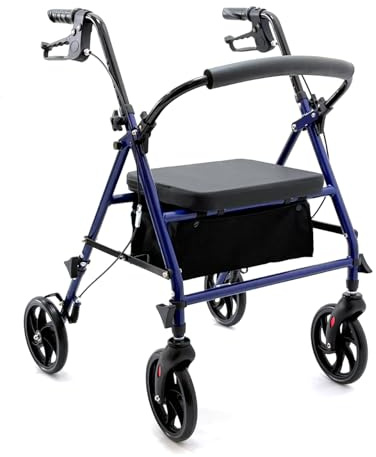 Déambulateur 4 Roues Pliable Léger pour Adultes - Rollator Léger avec Chariot de Courses - Déambulateur 2 Roues Pliable Léger Adulte - Déambulateur Intérieur et Extérieur