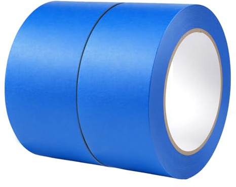 JiuXinYuKeJi2 Rolls Blue Painters Tape, 48mm x 50m Wide Masking Tape, Heat & UV Resistant Waterproof Tape, Medium Adhesive Hand-Tearable Blue Tape for Painting, Renovation, Edge Finishing & DIY Crafts