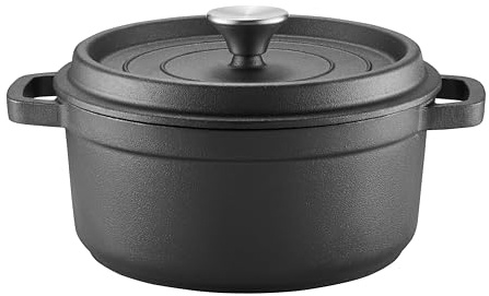 AMBITION Gusseisen Topf mit Deckel ofenfest 20 cm Iron 2,2 L Schmortopf Induktion alle Herdarten