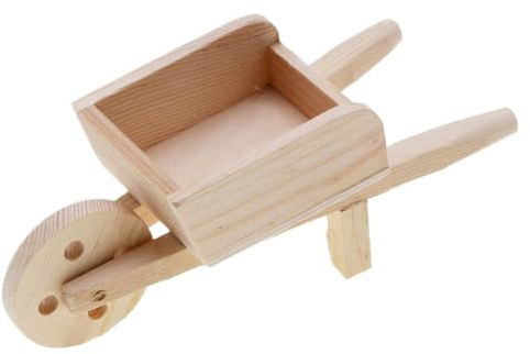 Dockhusmöbler - 12 cm trävagnsstaty, små möbler i miniatyrtillbehör | Små sagohusdekorationer Minidockamöbler för samlare Kids Creative Plainiatyrvagndesign ger våra dockhusmöbler en oöverträ