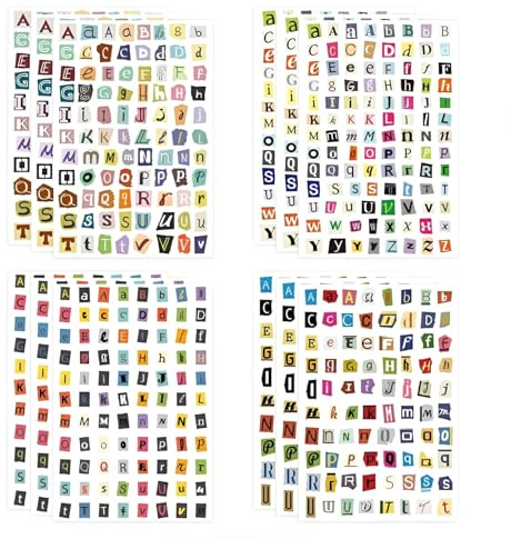1440 Piezas Letras Adhesivas Vintage para Scrapbooking y Journaling, Stickers de Alfabeto Estilo Revista para Manualidades, Pegatinas de Letras de PVC para Diario, Agenda y Laptop, 3 Paquetes