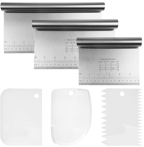 3 Stück Teigkarte Edelstahl, Teigschaber Edelstahl | Tortenspachtel Set Edelstahls Teigkarte Tortenschaber Mit Skala, Teigschaber Edelstahls Gemüseschaufel, für Kuchen, Pizza