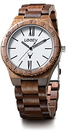 LeeEv Holz-Armbanduhr, Herren-Holzuhr für Herren, handgefertigt, Zebra-Sandale, Holz, Vintage-Holzuhren, Herren Geschenke