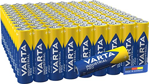 VARTA Batterien AA, 100 Stück, Industrial Pro, Alkaline Batterie, 1,5V, Vorratspack in umweltschonender Verpackung, Made in Germany [Exklusiv bei Amazon]