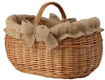 e-wicker24 Alles aus Weide Großer Vollweidener Kaminkorb, naturfarbiger Kaminkorb aus Weide, Weidenkorb für Kaminholz