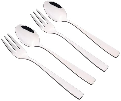 12 cucharas de té de acero inoxidable y tenedores de aperitivos para tartas, 6 tenedores de degustación + 6 cucharillas de té de Begale