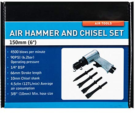 BlueSpot Tools 07951 BlueSpot Drucklufthammer und Meißel-Set, 150 mm