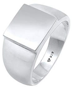 Kuzzoi Siegelring Herrenring poliert Bandring massiv (11 mm) 925 Silber | Robuster Biker Schmuck mit rechteckiger Oberfläche Ring für Männer in der Ringgröße 54 66