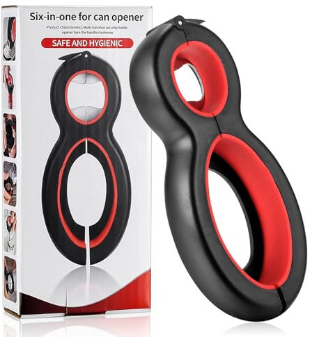 6 in 1 Multi Opener, Bottle Openers, Can Beer Opener, Stainless Steel Jar Gripper Openers, Twist Off Lid Kitchen Tool for Children, Seniors, Elderly and Weak Hands