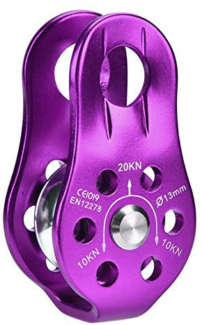 Hochleistungs-Single-Mountain-Kletterrolle, Single-Rope-Pulley-Kletterwerkzeug aus Aluminiumlegierung(lila)