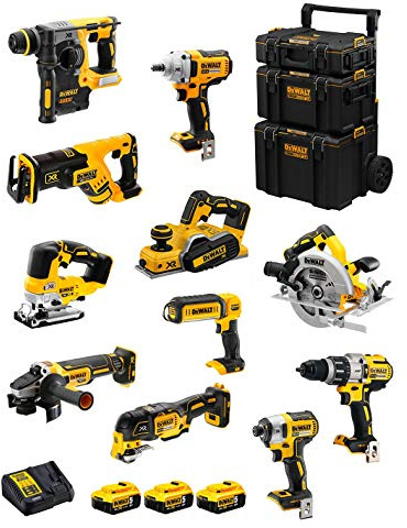 Kit DWK1101 (DCD996 + DCH273 + DCG405 + DCF887 + DCF894 + DCS334 + DCS570 + DCS355 + DCP580 + DCS367 + DCL050 + 3 Batterien 5,0 Ah + Ladegerät + Caddy 3en1)