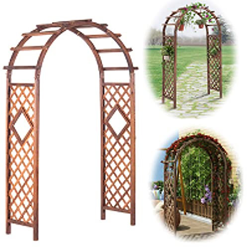 Daoyuan Bois D'arche De Jardin,Arche À Rosiers Imprégnée De Pin,Treillis De Pergola pour Plantes Grimpantes,Arcs De Mariage,Tonnelles,Résistant Aux Intempéries Et Autoportant,120x215cm/140x225 cm