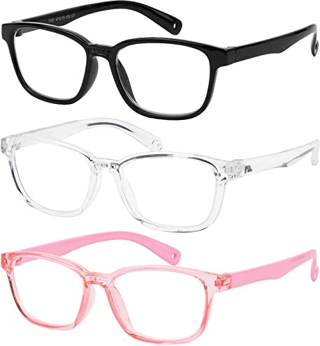 Yogo Vision Blue Light Blocking Glasses for Kids UV Protection Girls Boys Blue Light Glasses Anti Eyestrain (3 Pack)