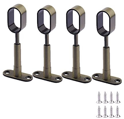 4 pièces Supports Pour Tringles à Vêtements Ovales Alliage de Zinc Support de Tige de Plafond Réglable Porte-Tube d'Armoire avec Vis pour Armoire Rideau (Tout Passe Bleu)