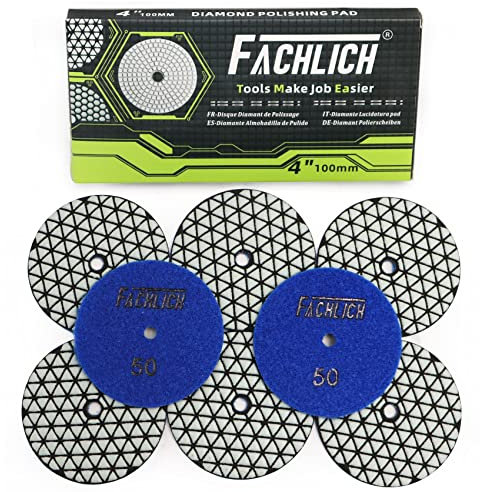 FACHLICH Trockene Diamant Polierscheibe 8 Stk. Streugut 50 für Granit Stein Beton Marmor Dia 4 Zoll/100MM