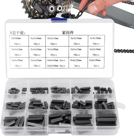 Watris Veiyi Parallel Square Stock Key, Shaft Feather Key, Key Stock Assortment, Parallel Drive Shaft Keys Sets, Pump Shaft Key, Flywheel Keys, Keyway Stock, Keyway Tension (140PCS)