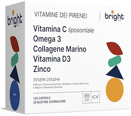 Vitamina C Liposomiale, Omega 3 TG, Collagene Marino, Vitamina D3, Zinco - SmartAbsorb™ | per immunità, salute della pelle e delle ossa | 28 bustine giornaliere