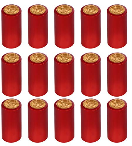 Toddmomy Lot de 100 capsules thermorétractables en PVC, Vin Rouge Mat Thermorétractable Capsules Bouteille Vin Bouchons Thermorétractables Vin Bouchons pour Caves et usage domestique