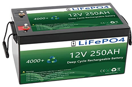 TGHY Batería Litio 12V 250Ah Batería LiFePO4 3000Wh con 200A BMS Batería Recargable hasta 4000-6000+ Ciclos Profundos para Camper Barco RV Sistema Solar Autocaravanas Fotovoltaico,12v250ah