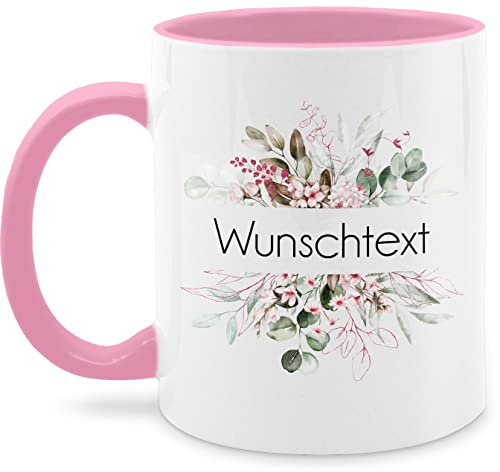 Tasse Tassen 325ml - Aufdruck selbst gestalten - Wunschtext I Geschenk personalisiert I Geschenk Weihnachten - 325 ml - Rosa - kaffeetasse fürs büro custom mug personalisierte blume