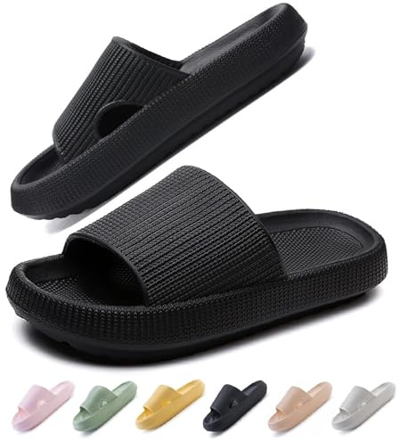 IDEINER Ciabatte Nuvola Morbide Pantofole Cloud Slippers Taglia 36-49 | Donna Uomo Sandali Doccia Estive Antiscivolo Suola Alta Gomma Casa Mare Slides Confortevoli per Uso Interno ed Esterno