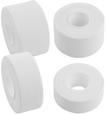 RAFIYU Tape Sport, 4-Roll Sports Tape Set(3.8cm x10m)(2.5cm x10m), Self Adhesive Leukotape, Tape Bandage for Sports Bandage,Skin Friendly Finger Tape, Adhesive Tapes with Strong Strength