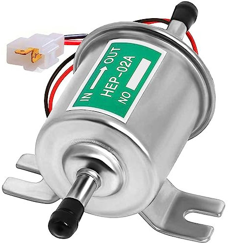 ZiYuya 12V Electric Inline Fuel Pump, Universal Booster Pump Pressure Gas Diesel Inline Low Pressure Inline Fuel Metal Pump Module Bolt Fixing Wire Inline HEP-02A Silver