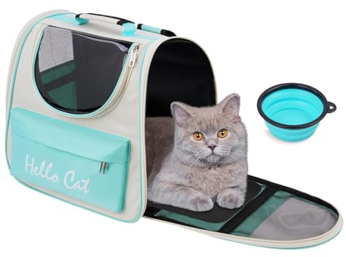 Adiwo Trasportino Portabile e Pieghevole, Trasportino per Cani e Gatti, Zaino per Animali Domestici con Ciotole per Animali, per Cani e Gatti di Piccola e Media Taglia, per Viaggio, Campeggio
