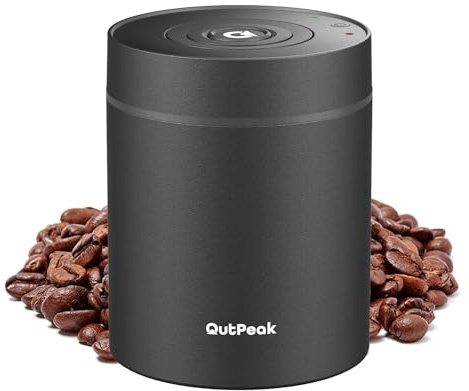 OUTPEAK Neo 2025 - Recipiente de café al vacío automático, 0.5 L para granos de café de 130 ml, uso con un botón, pequeño recipiente de café hermético con cuchara, recipiente de almacenamiento de café