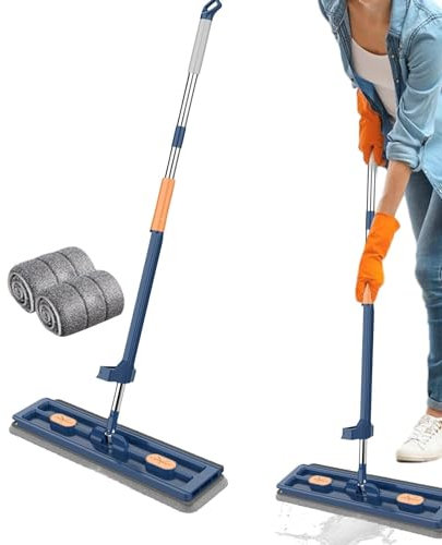 Mopa plana para limpieza de suelos laminados, rotación de 360 grados, mopa de polvo en seco y húmedo para madera dura, laminado, azulejos de cerámica