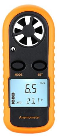 Bestgle Anemometro Portatile, Anemometro Digitale Esterno, per Velocità Vento con Max Anemometro con Termometro Retroilluminato per Windsurf, Vela, Pesca, Riprese