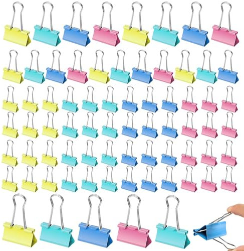 DeJivsin 150 Stück Foldback klammern 15mm/19mm/25mm/32mm, Bunt klammern metall, Aktenklammern Vielzweckklammern Papierklammern, für Wand Deko Fotowand Fischernetz Deko Fotorahmen Briefen
