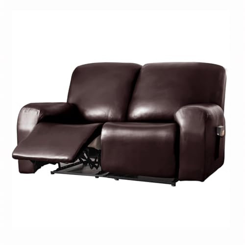 XHDZSW Stretchhusse Für Relaxsessel, Komplett Sesselschoner, PU-Leder Relaxsessel Bezüge, Elastisch Sesselbezug, Recliner Sofabezug, Für Fernsehsessel Liege Sessel (Dunkler Kaffee,2 Sitzer)